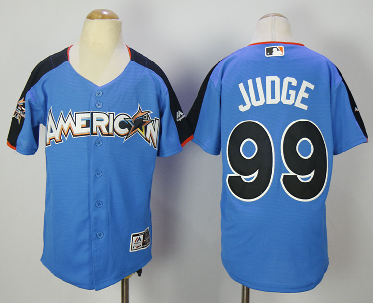 American League 99 Aaron Judge Blue Youth 2017 MLB All-Star Game Home Run Derby Jersey